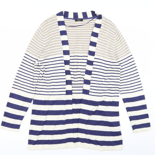 Damart Womens Blue Striped Knit Cardigan Jumper Size 18