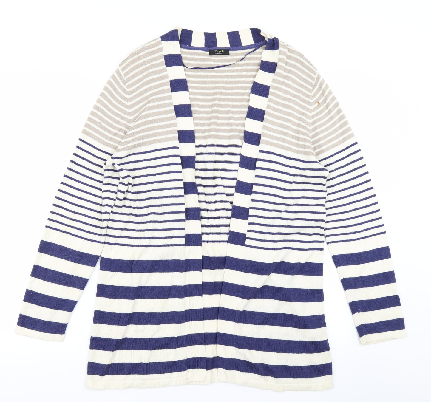 Damart Womens Blue Striped Knit Cardigan Jumper Size 18