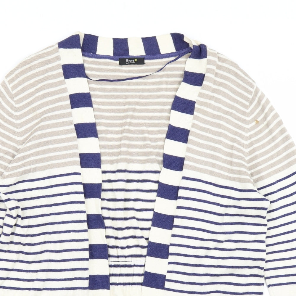 Damart Womens Blue Striped Knit Cardigan Jumper Size 18