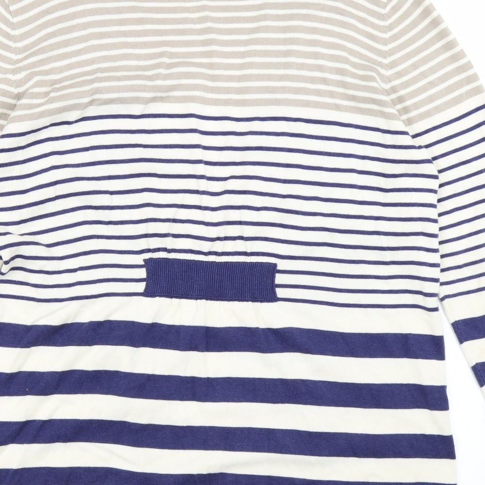 Damart Womens Blue Striped Knit Cardigan Jumper Size 18