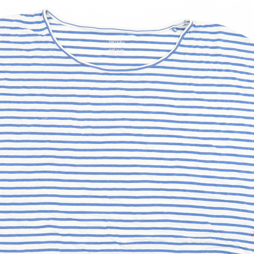 ESMARA Womens Blue Striped  Basic T-Shirt Size XL
