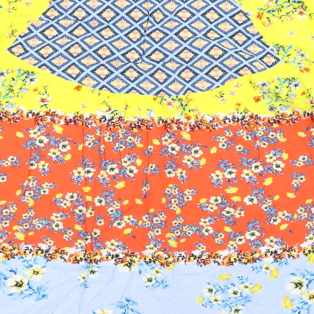 Figuerca & Flower Womens Blue Floral  Basic Blouse Size L