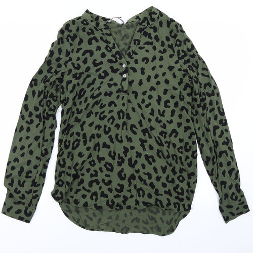 M&S Collection Womens Green Animal Print  Basic Blouse Size 8