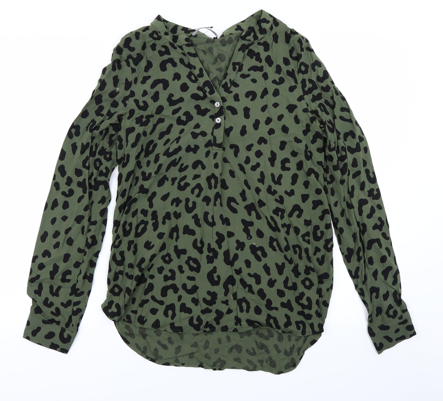 M&S Collection Womens Green Animal Print  Basic Blouse Size 8