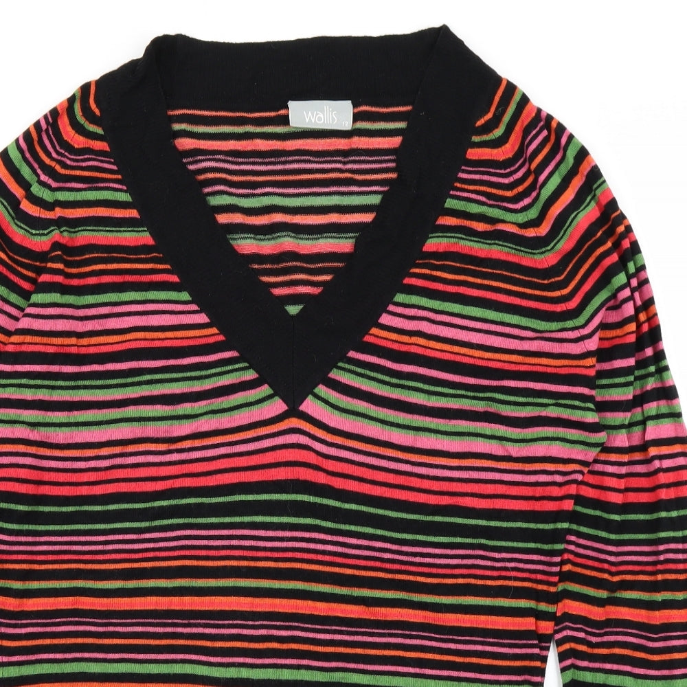 Wallis Womens Black Striped Knit Pullover Jumper Size 12