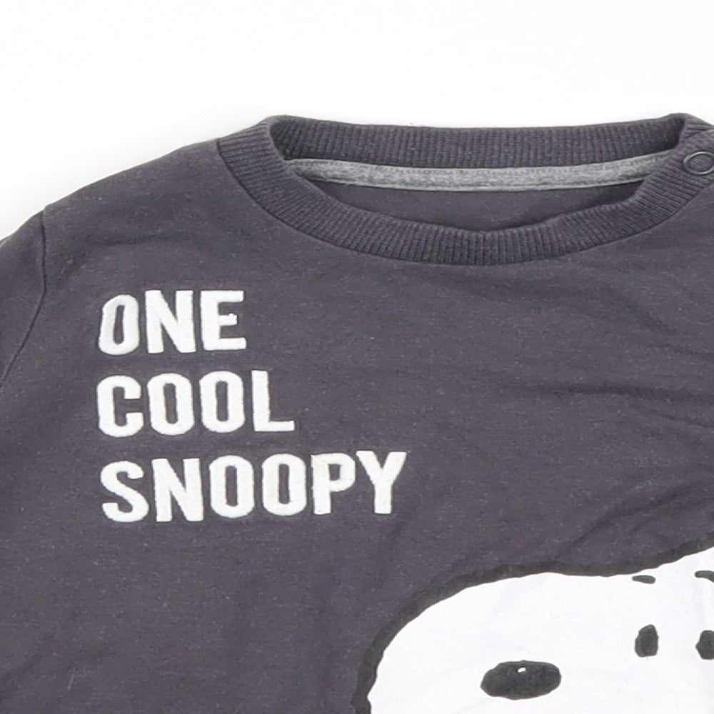 Peanuts Baby Grey   Basic T-Shirt Size 9-12 Months  - Snoopy