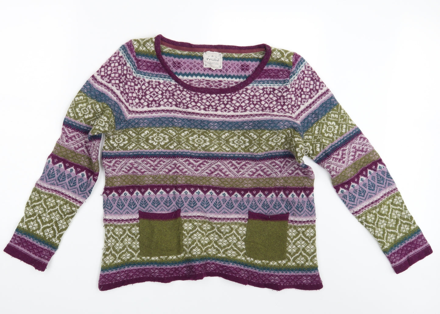 Mistral Womens Multicoloured Argyle/Diamond  Pullover Jumper Size 16