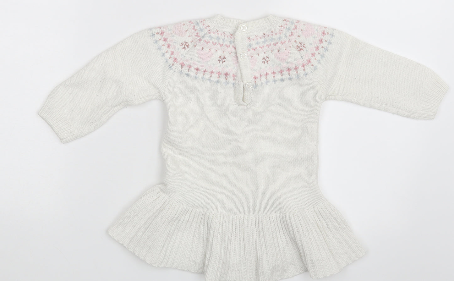 Matalan Girls Ivory Argyle/Diamond  Pullover Jumper Size 9-12 Months