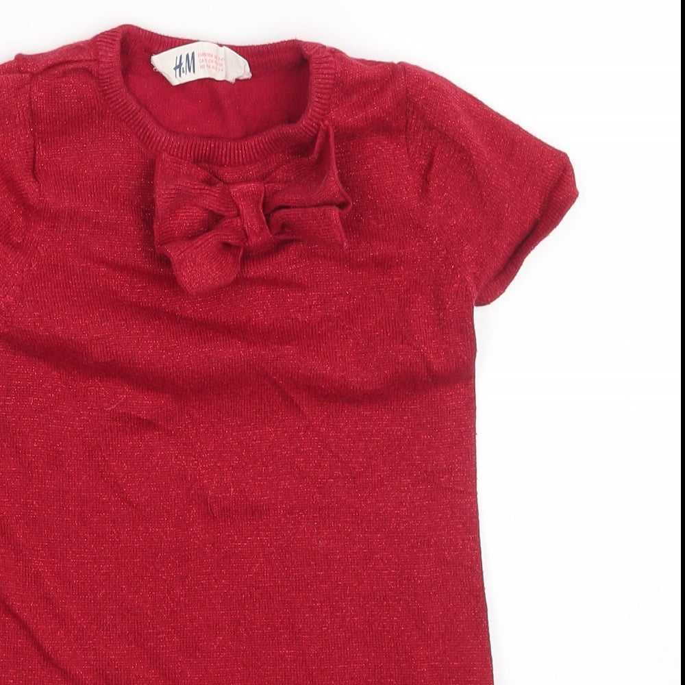 H&M Girls Red   Pullover Jumper Size 2-3 Years