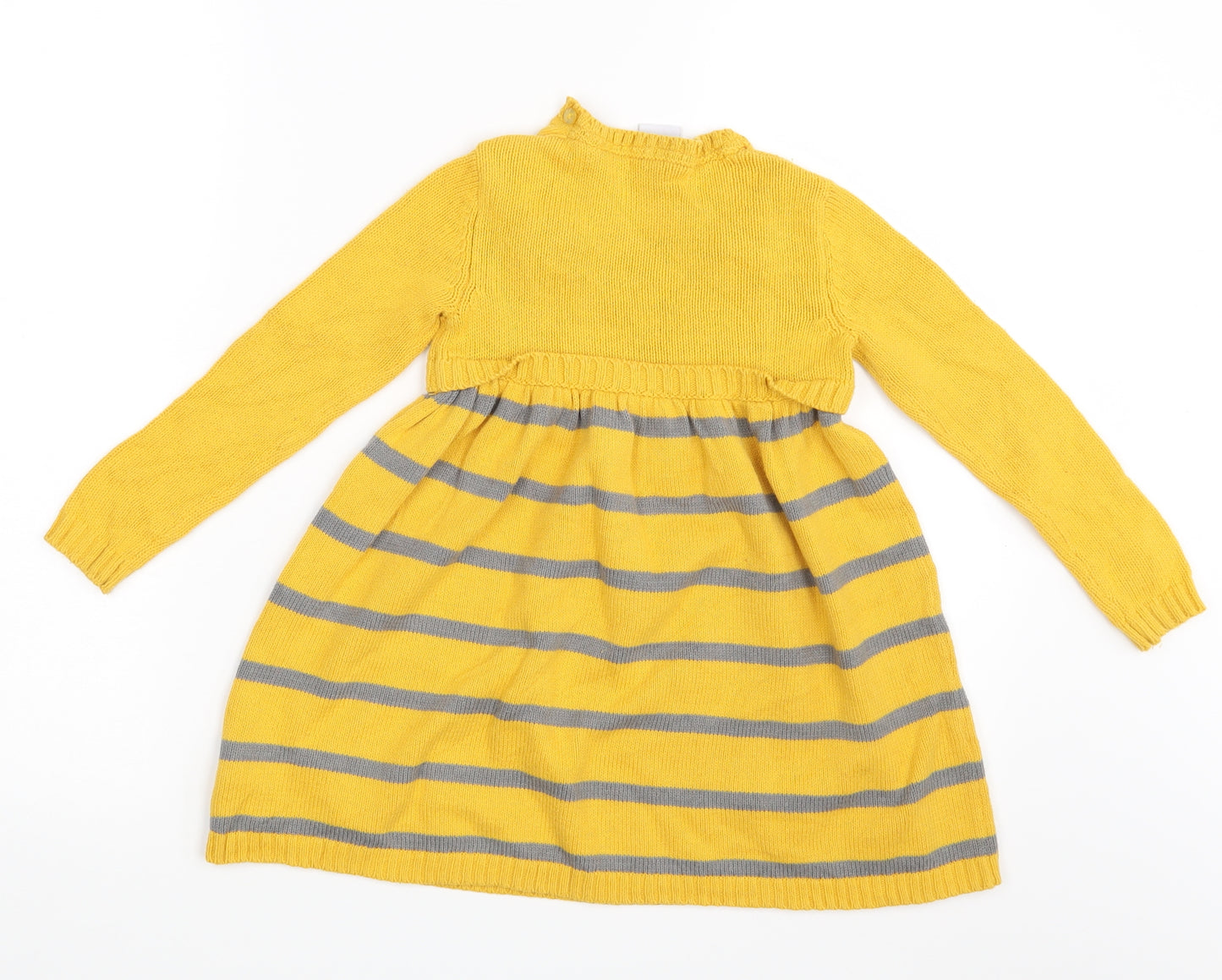 Nula Bug Girls Yellow Striped  Pullover Jumper Size 3-4 Years