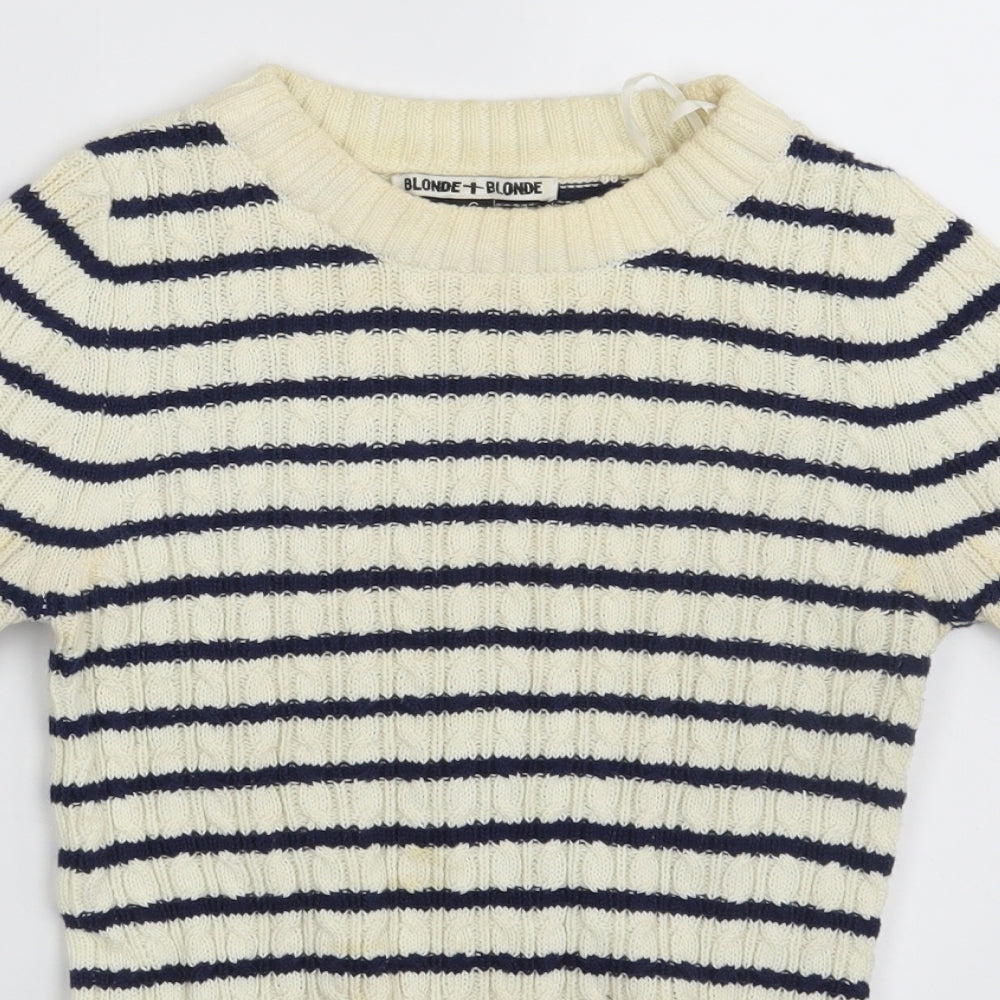 Blonde + Blonde  Womens Ivory Striped  Pullover Jumper Size 6