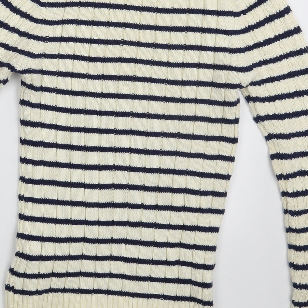 Blonde + Blonde  Womens Ivory Striped  Pullover Jumper Size 6