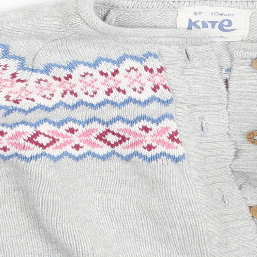 Kite Girls Green Argyle/Diamond  Cardigan Jumper Size 4 Years