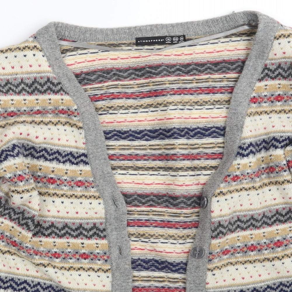Atmosphere Womens Multicoloured Argyle/Diamond  Cardigan Jumper Size 12