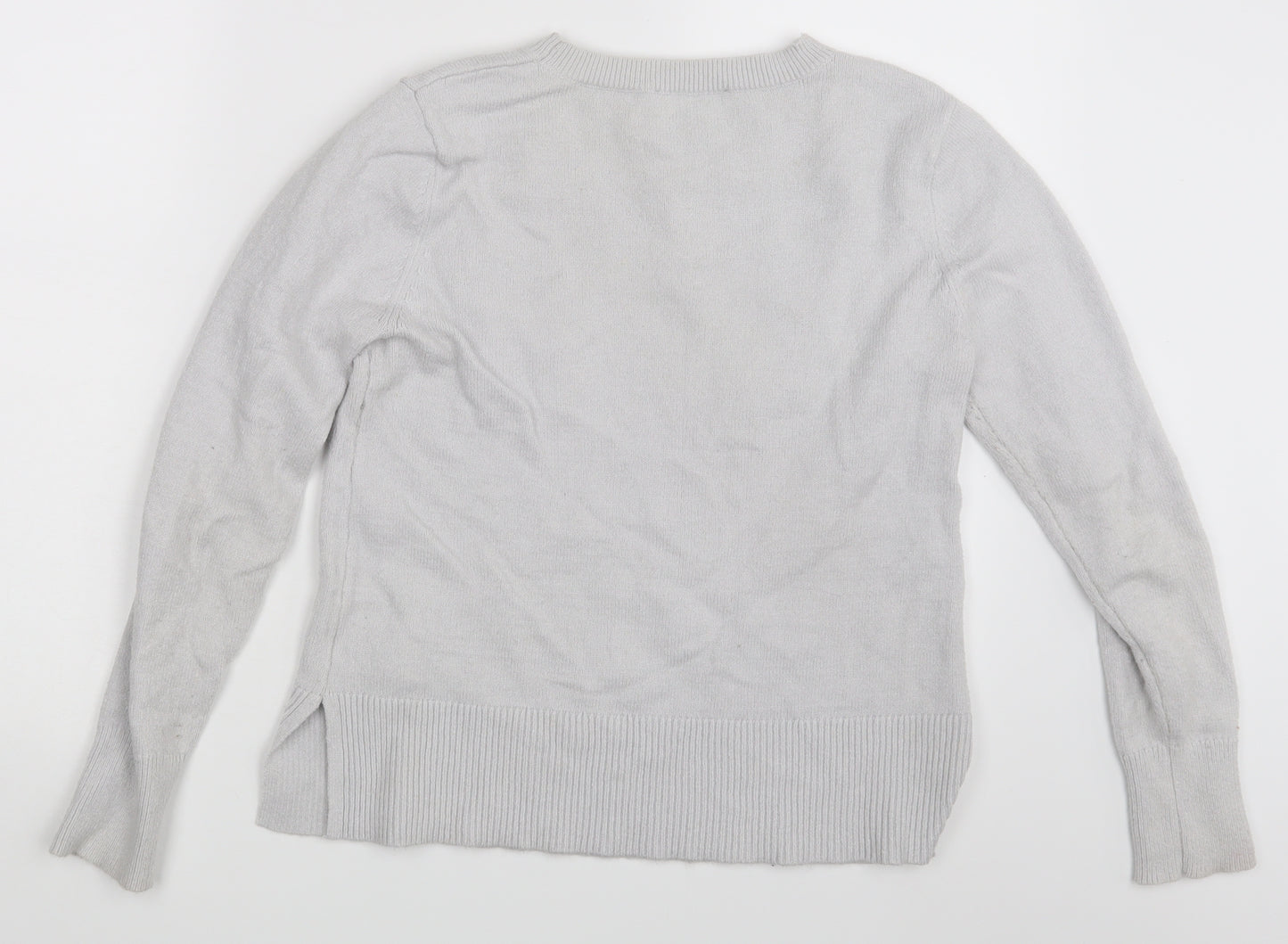 Oasis Womens Grey Floral  Pullover Jumper Size M