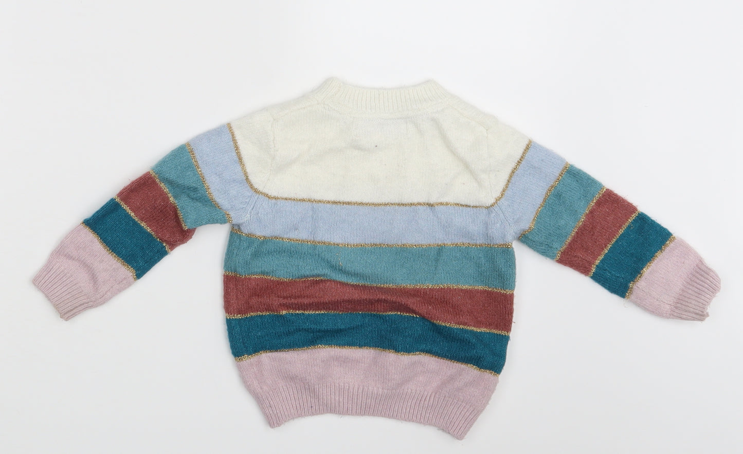 M&S Girls Multicoloured Striped  Pullover Jumper Size 18-24 Months