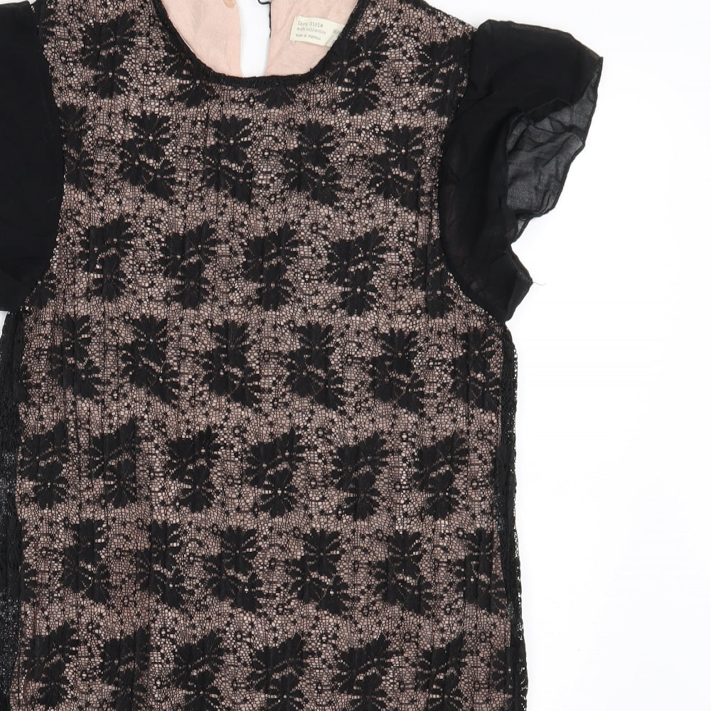 Zara Girls Black Floral  A-Line  Size 13-14 Years
