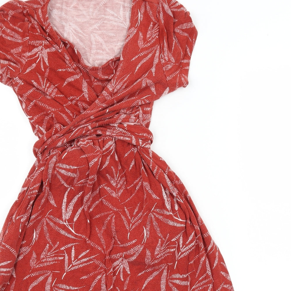 JoJo Maman Bébé Womens Red Geometric Jersey Wrap Dress  Size S