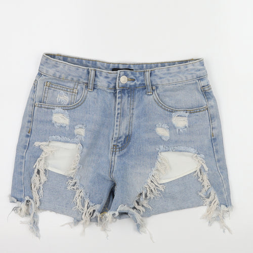 Momokrom Womens Blue  Denim Hot Pants Shorts Size 10 - Distressed