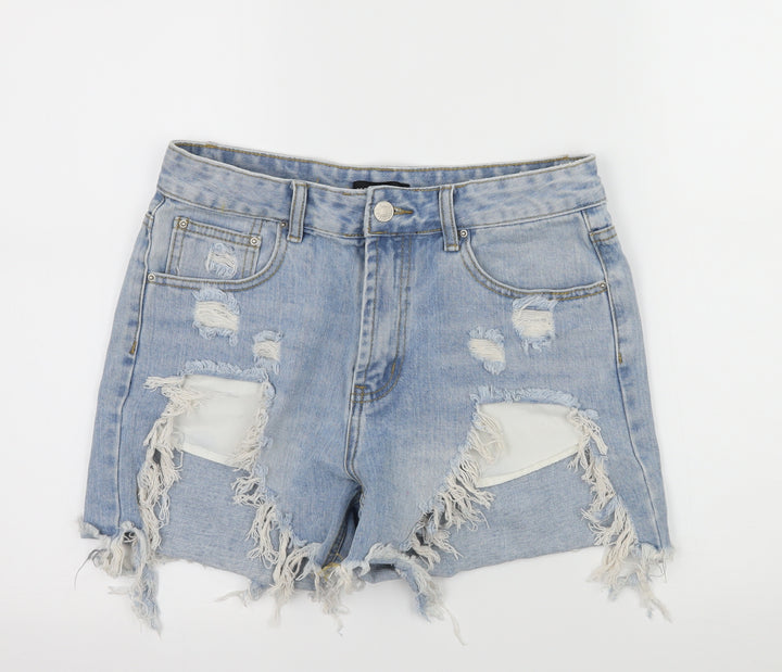 Momokrom Womens Blue Denim Hot Pants Shorts Size 10 - Distressed
