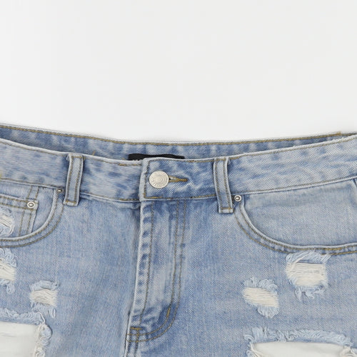 Momokrom Womens Blue  Denim Hot Pants Shorts Size 10 - Distressed