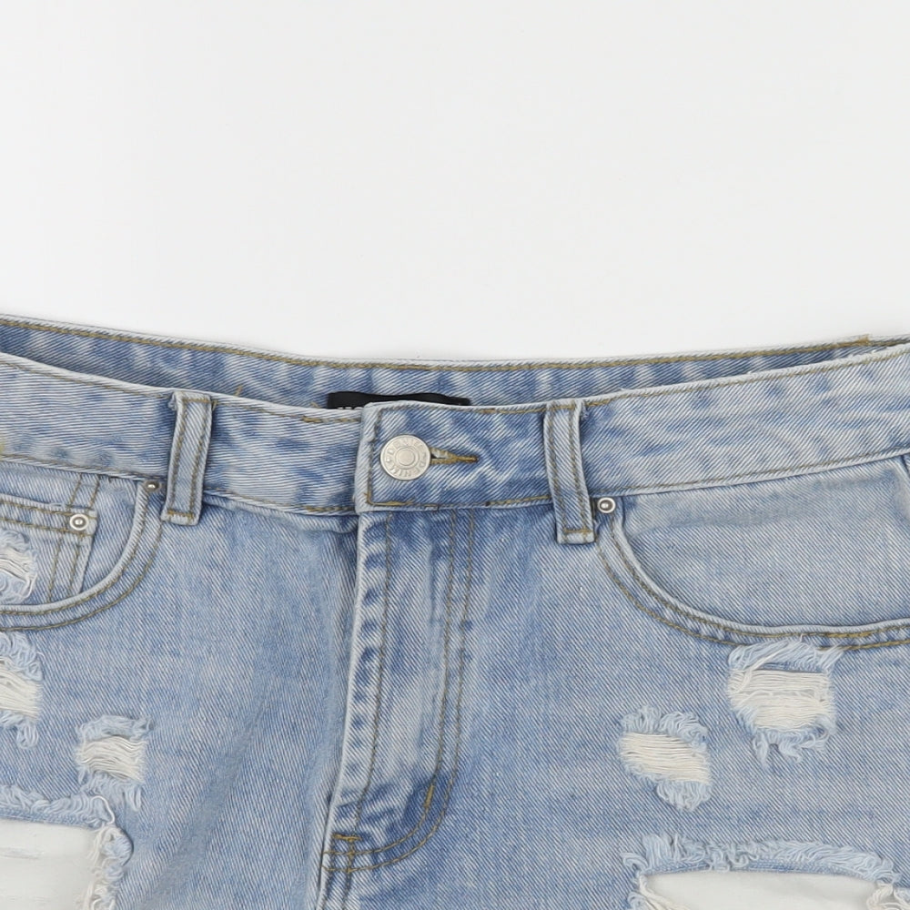 Momokrom Womens Blue  Denim Hot Pants Shorts Size 10 - Distressed