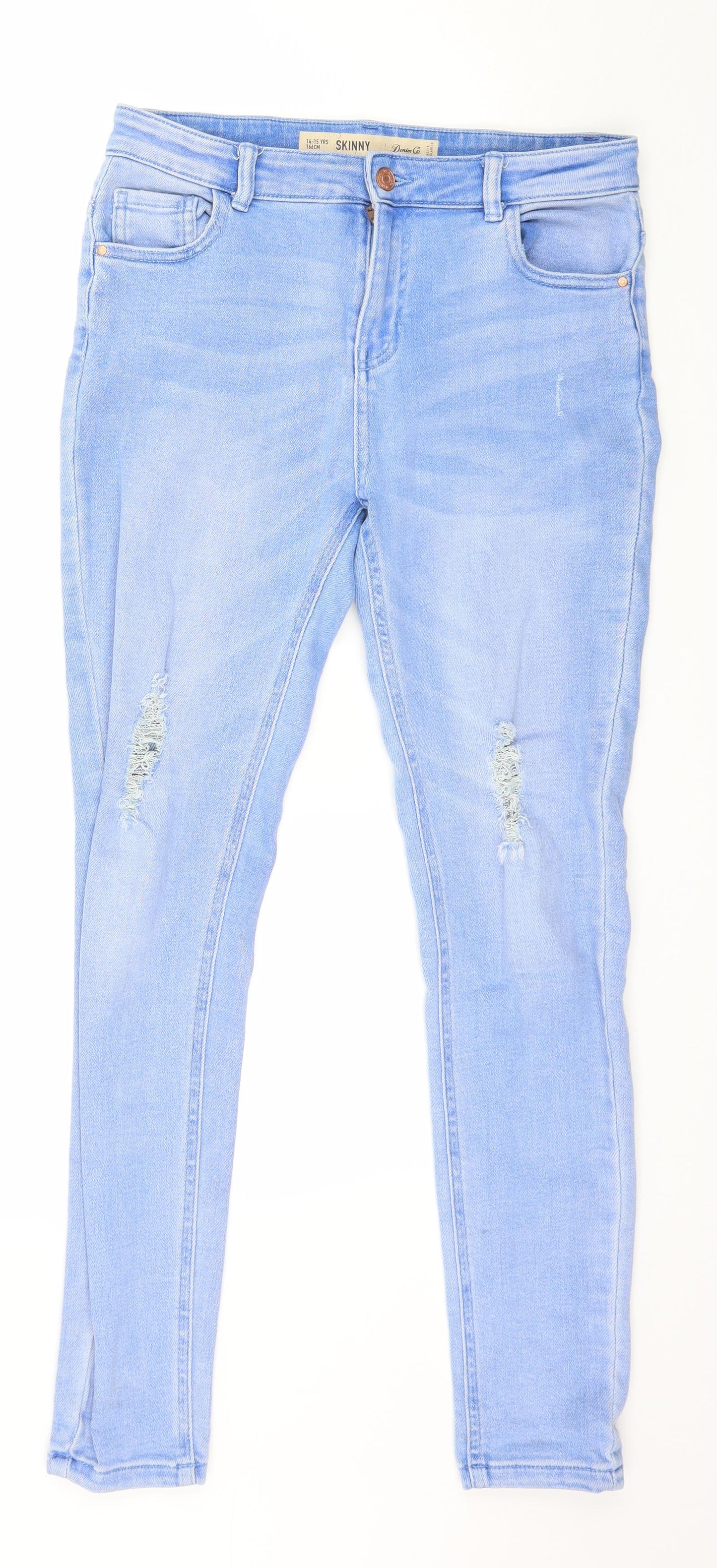 Denim & Co. Boys Blue  Denim Skinny Jeans Size 14-15 Years - Distressed
