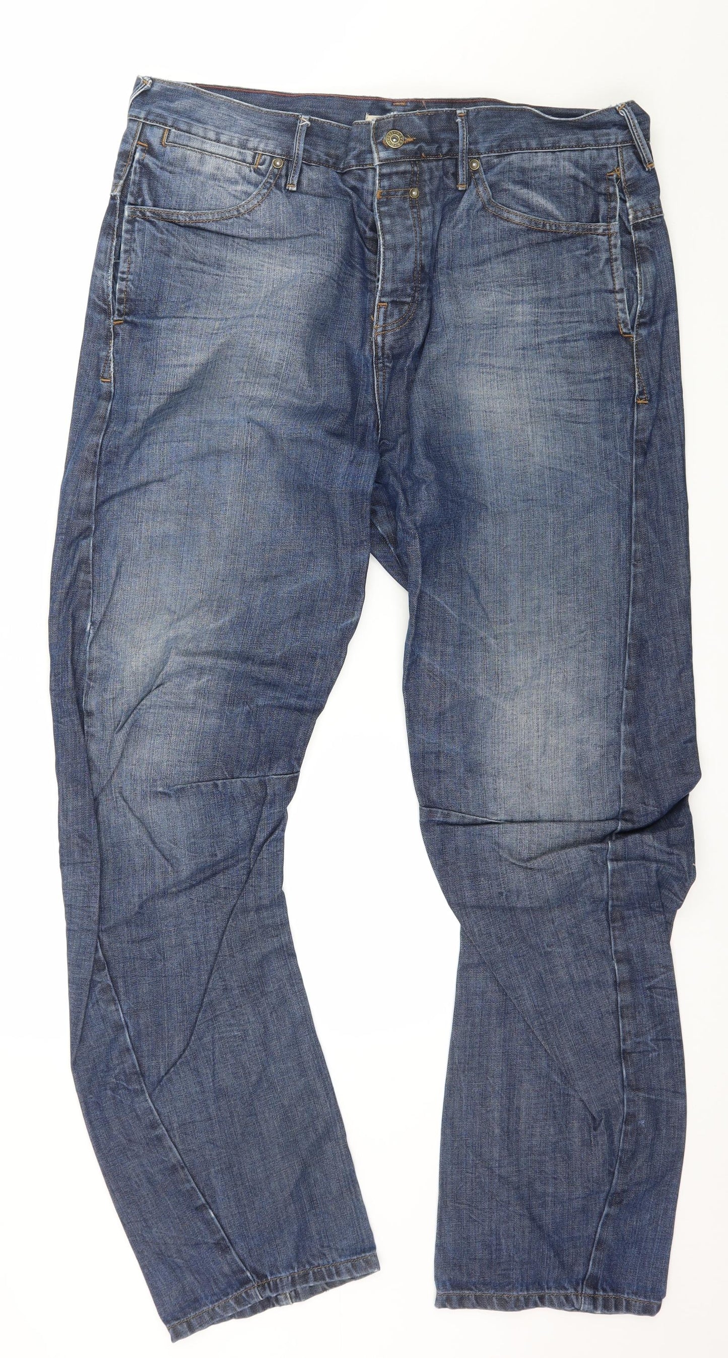 River Island Mens Blue  Denim Straight Jeans Size 36 in L32 in