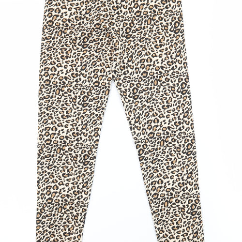 George Girls Beige Animal Print Jersey Jogger Trousers Size 9-10 Years