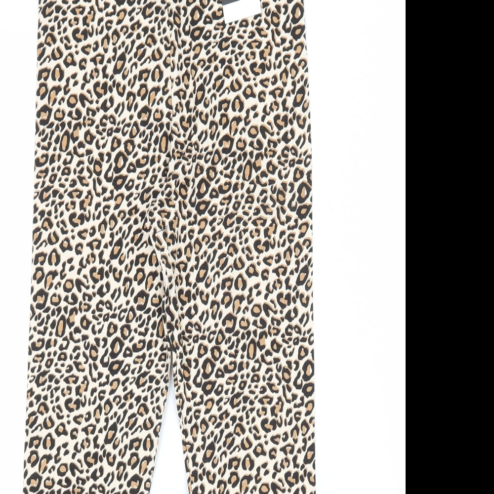 George Girls Beige Animal Print Jersey Jogger Trousers Size 9-10 Years