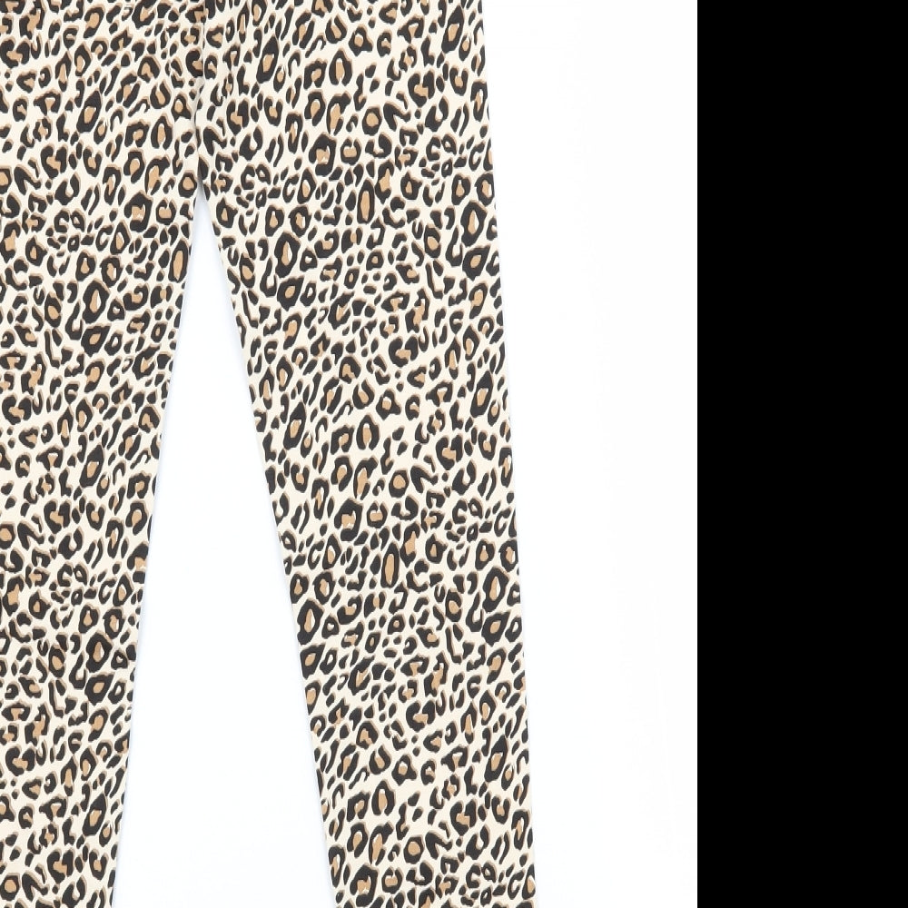 George Girls Beige Animal Print Jersey Jogger Trousers Size 9-10 Years