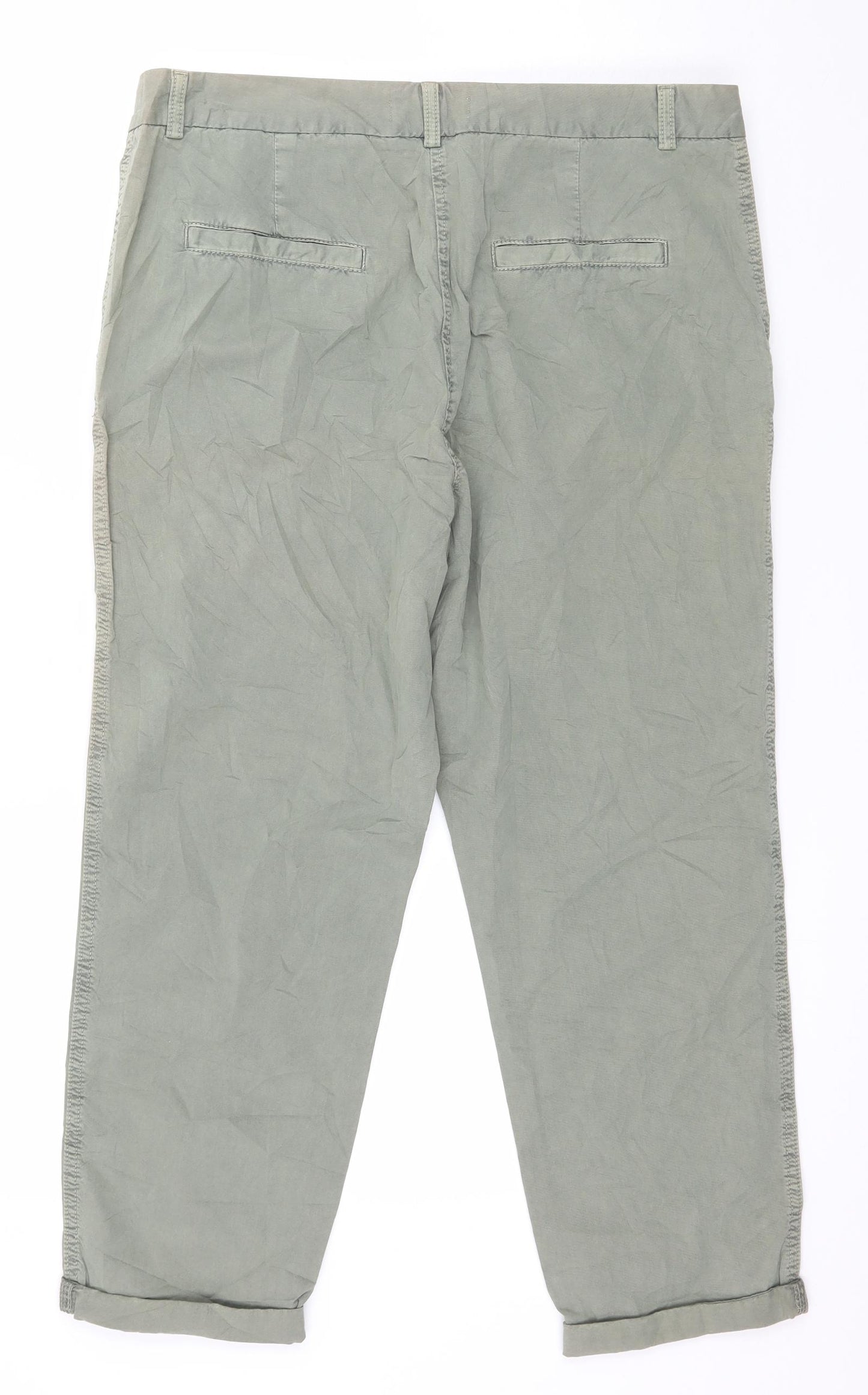 Marks and Spencer Womens Green   Chino Trousers Size 14 L24 in