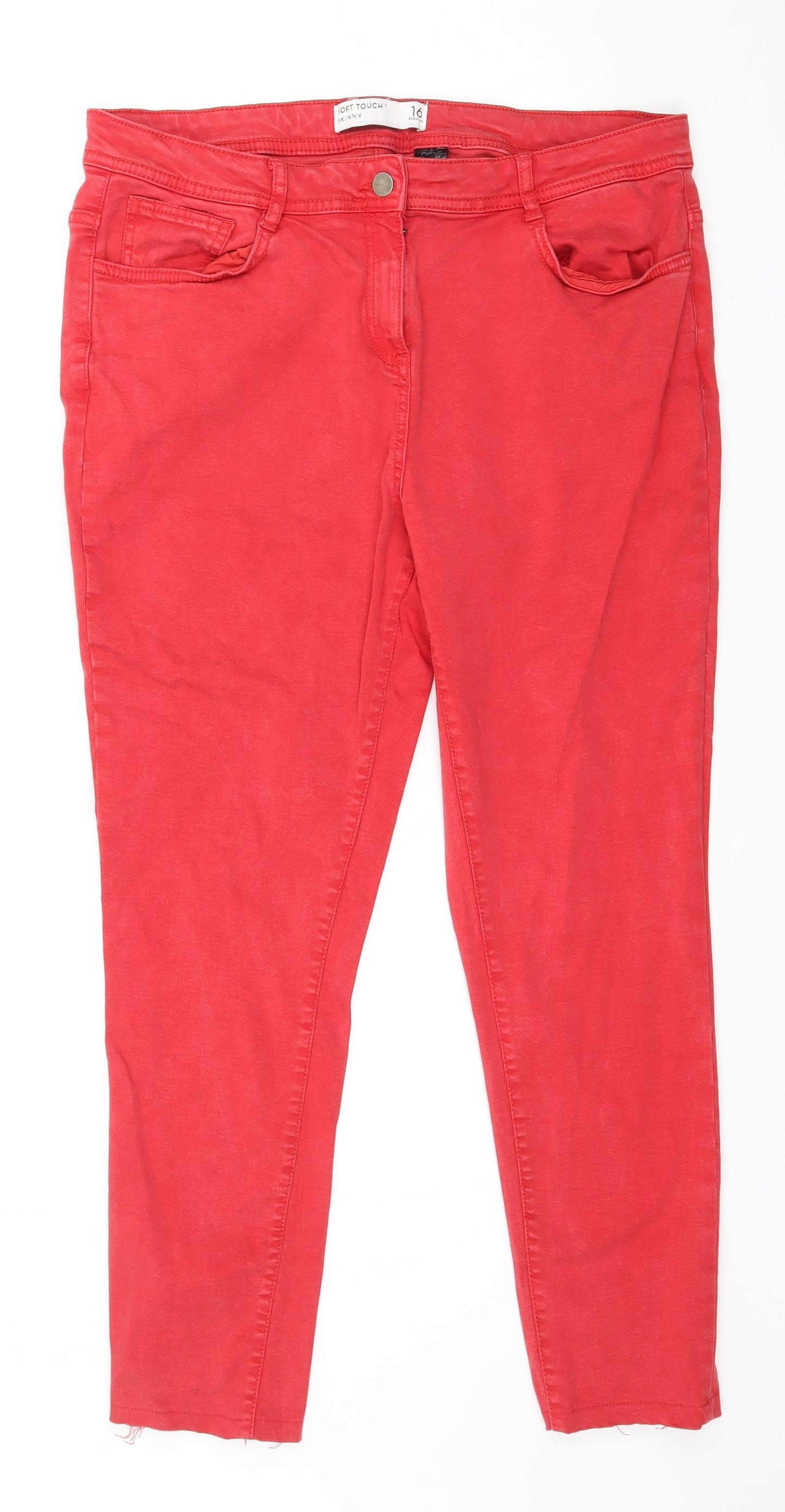 NEXT Womens Red  Denim Skinny Jeans Size 16 L28 in