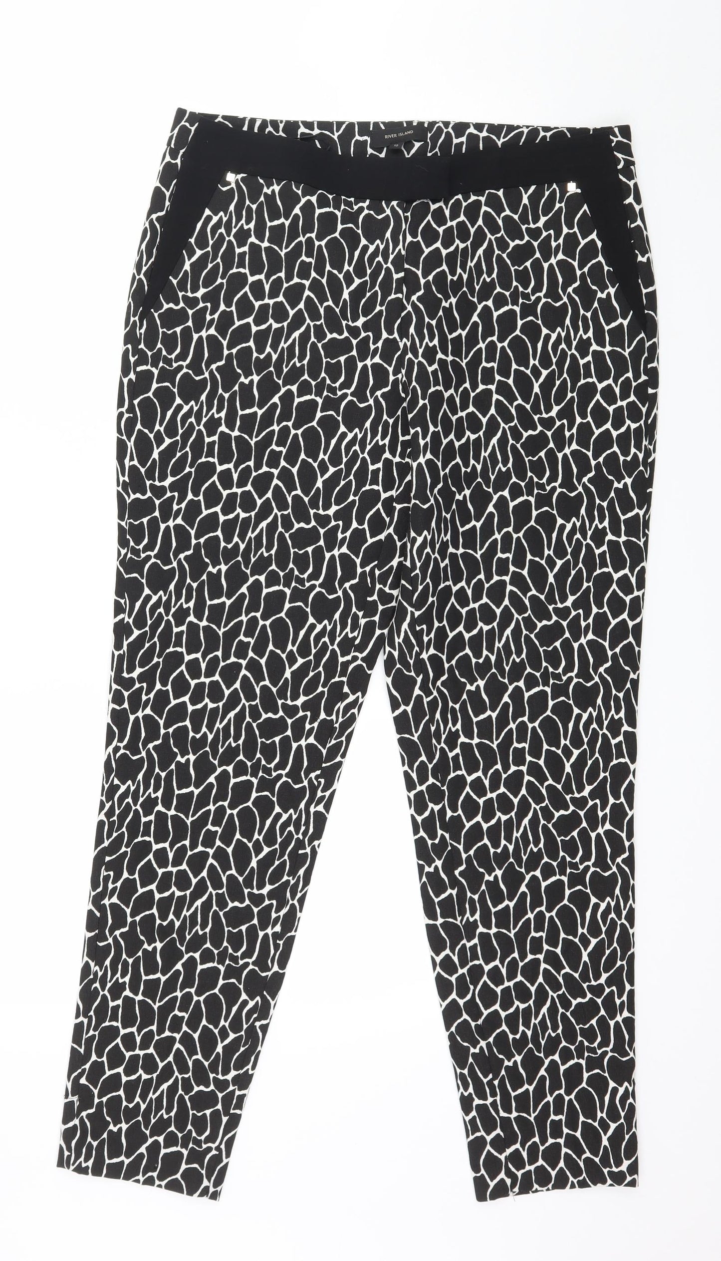 River Island Womens Black Animal Print  Trousers  Size 12 L29 in