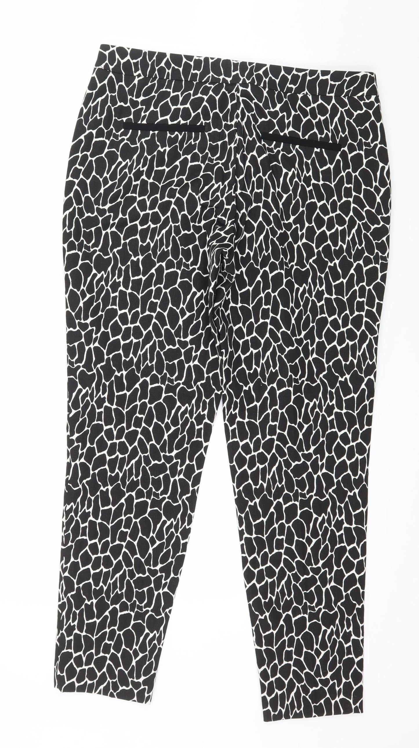 River Island Womens Black Animal Print  Trousers  Size 12 L29 in