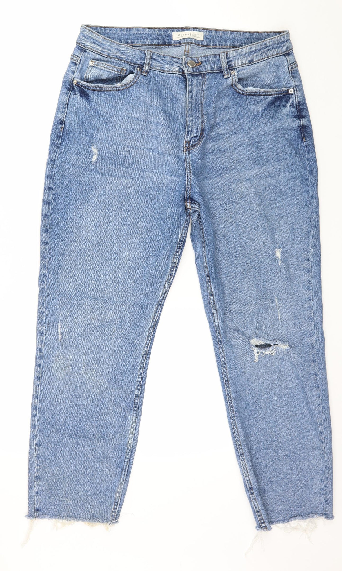 Denim & Co. Womens Blue  Denim Straight Jeans Size 16 L26 in