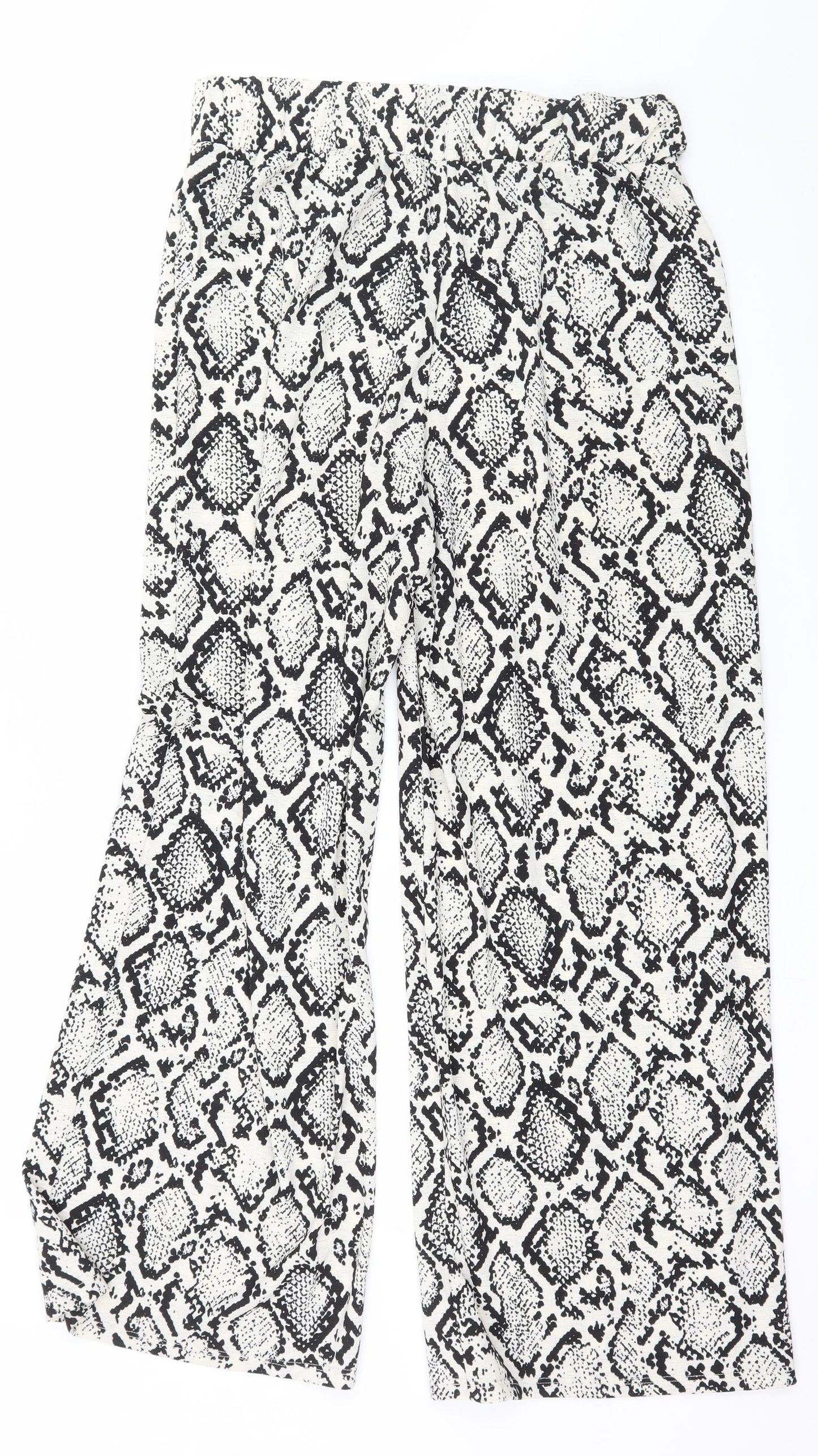 F&F Womens Ivory Animal Print  Trousers  Size 12 L28 in
