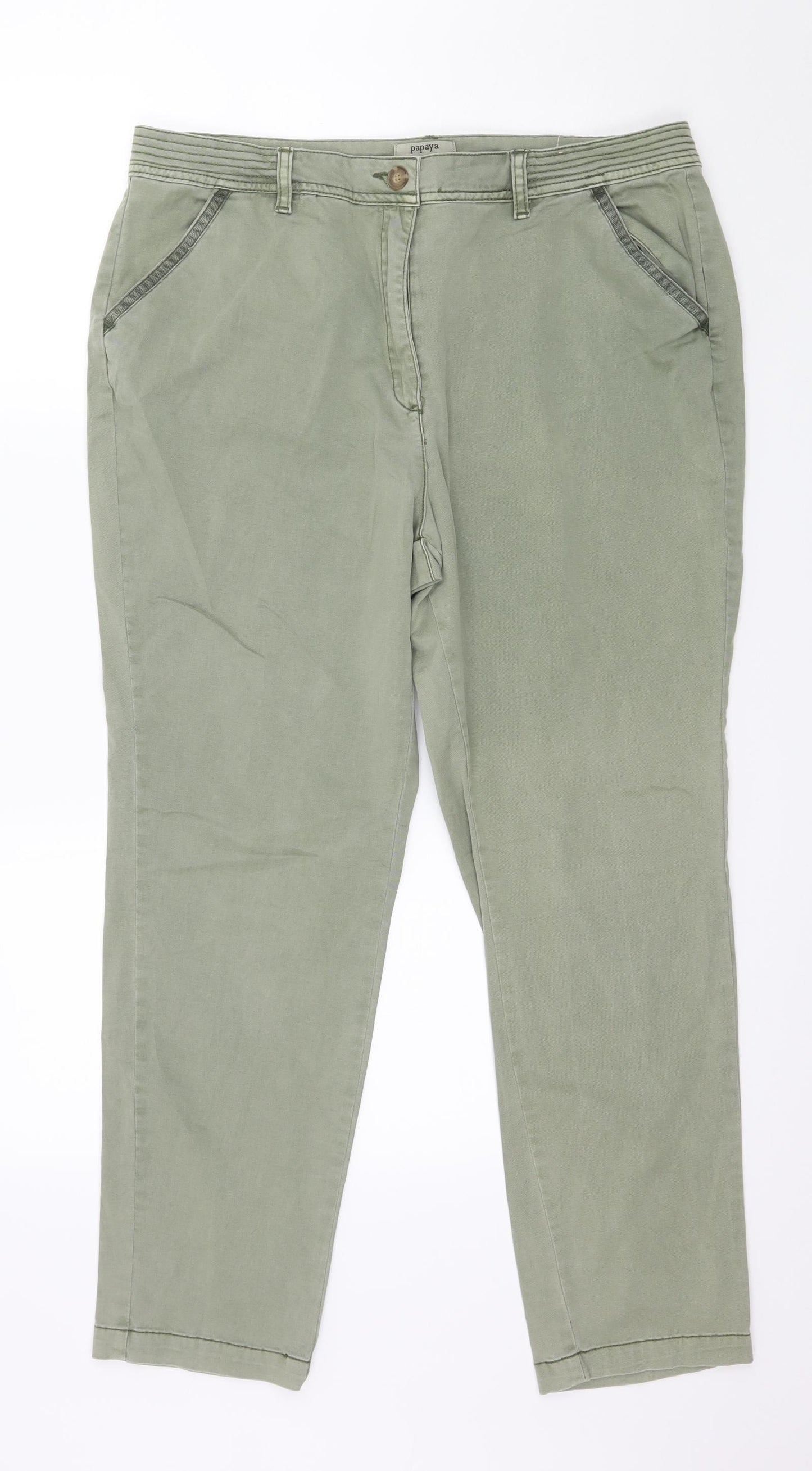 Papaya Womens Green   Chino Trousers Size 16 L27 in