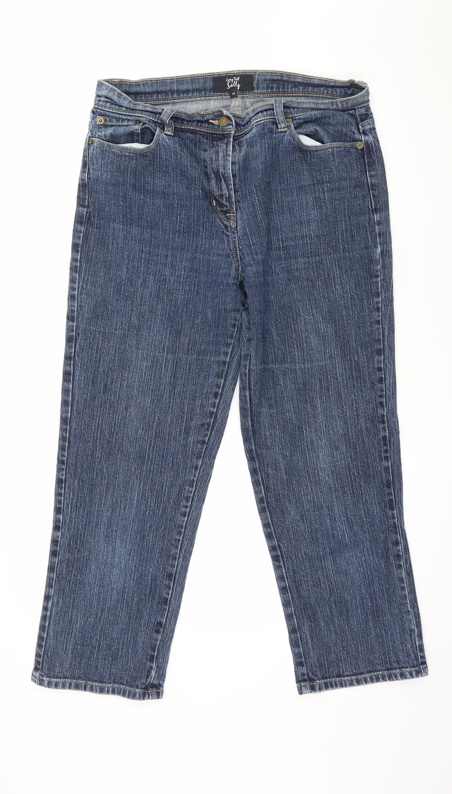 Long Tall Sally Womens Blue  Denim Straight Jeans Size 14 L25 in