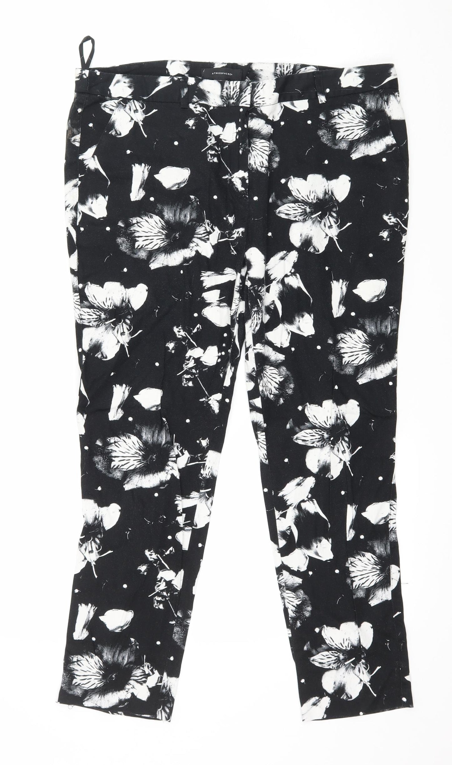 Atmosphere Womens Black Floral  Trousers  Size 14 L25 in