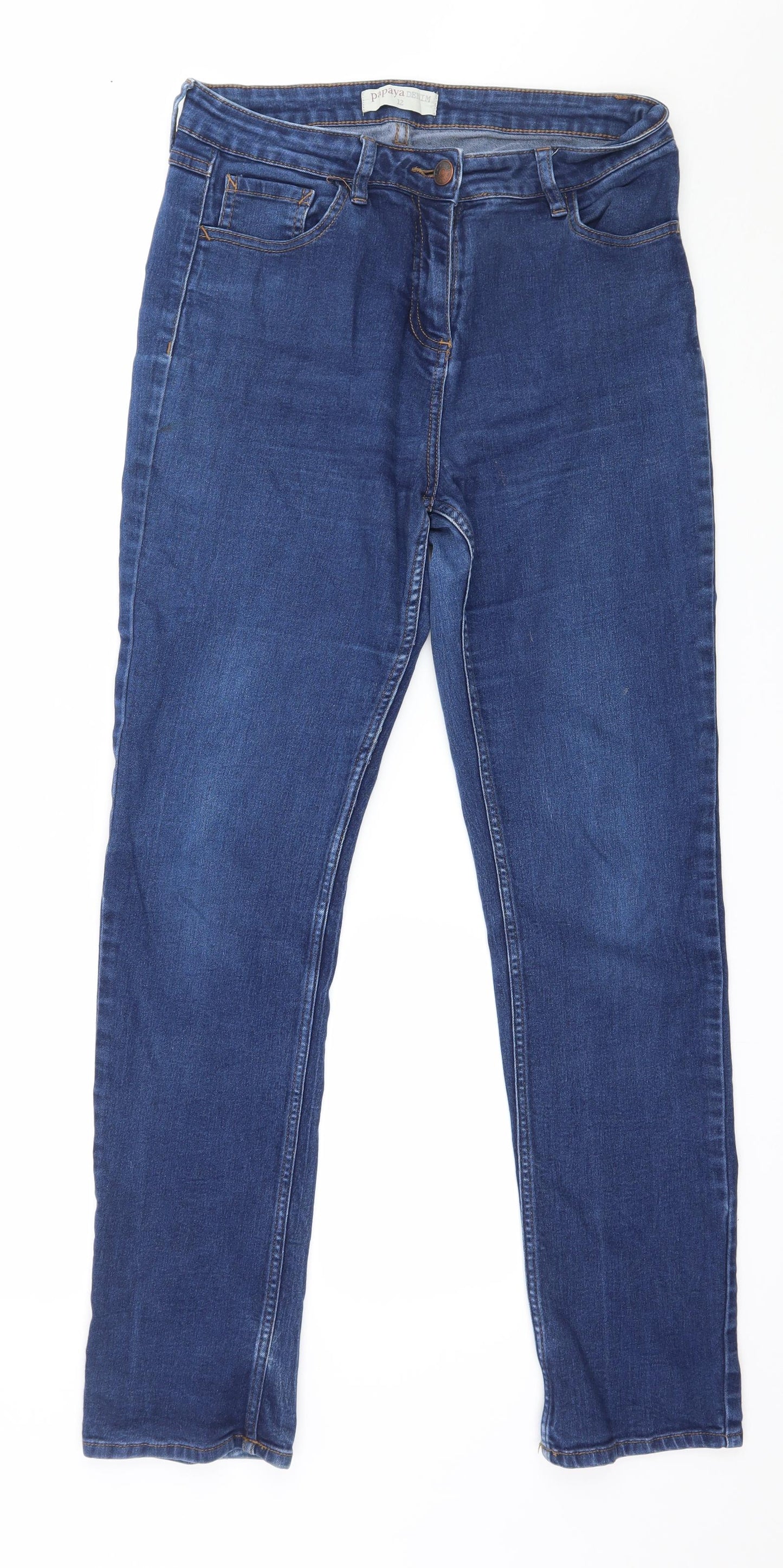 Papaya Womens Blue  Denim Skinny Jeans Size 12 L29 in