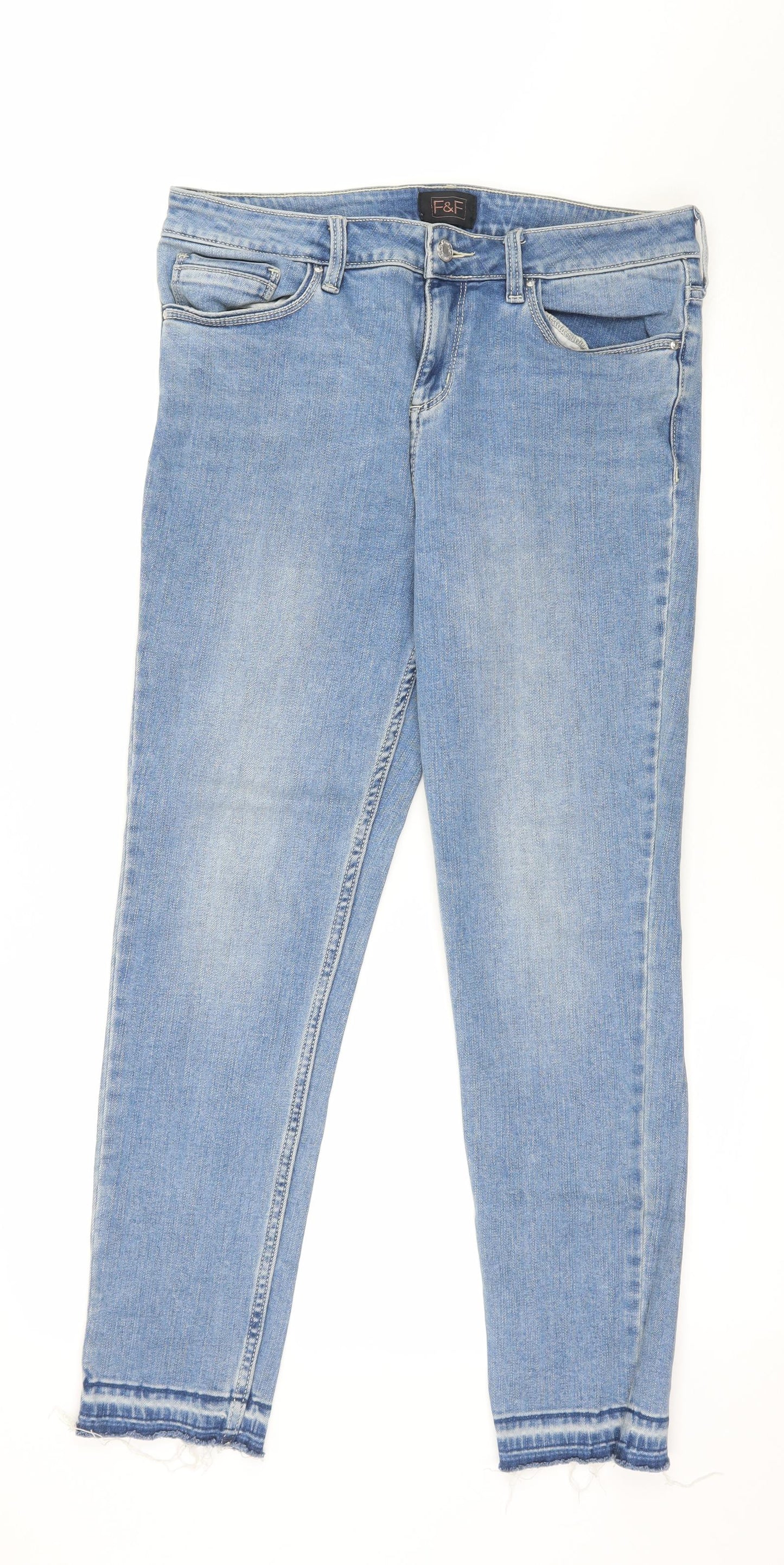 F&F Womens Blue  Denim Straight Jeans Size 10 L27 in