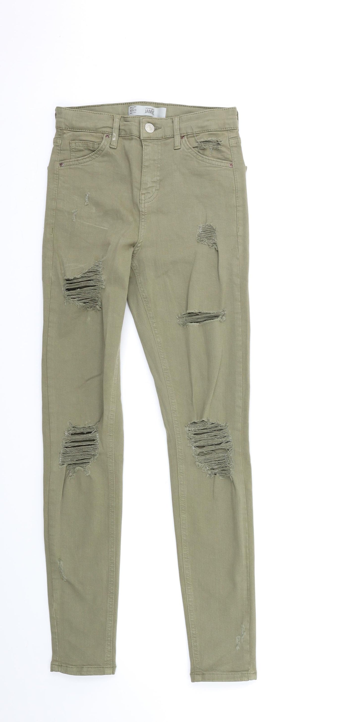 Topshop Womens Green  Denim Skinny Jeans Size 26 in L27 in