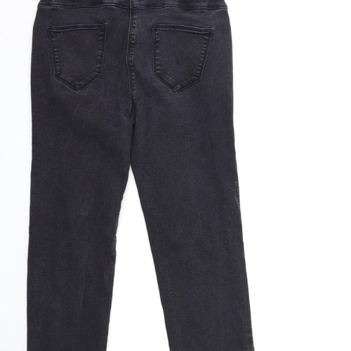 Bonmarché Womens Black  Denim Straight Jeans Size 10 L25 in