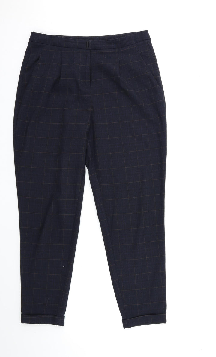 F&F Womens Black Check Trousers Size 10 L28 in