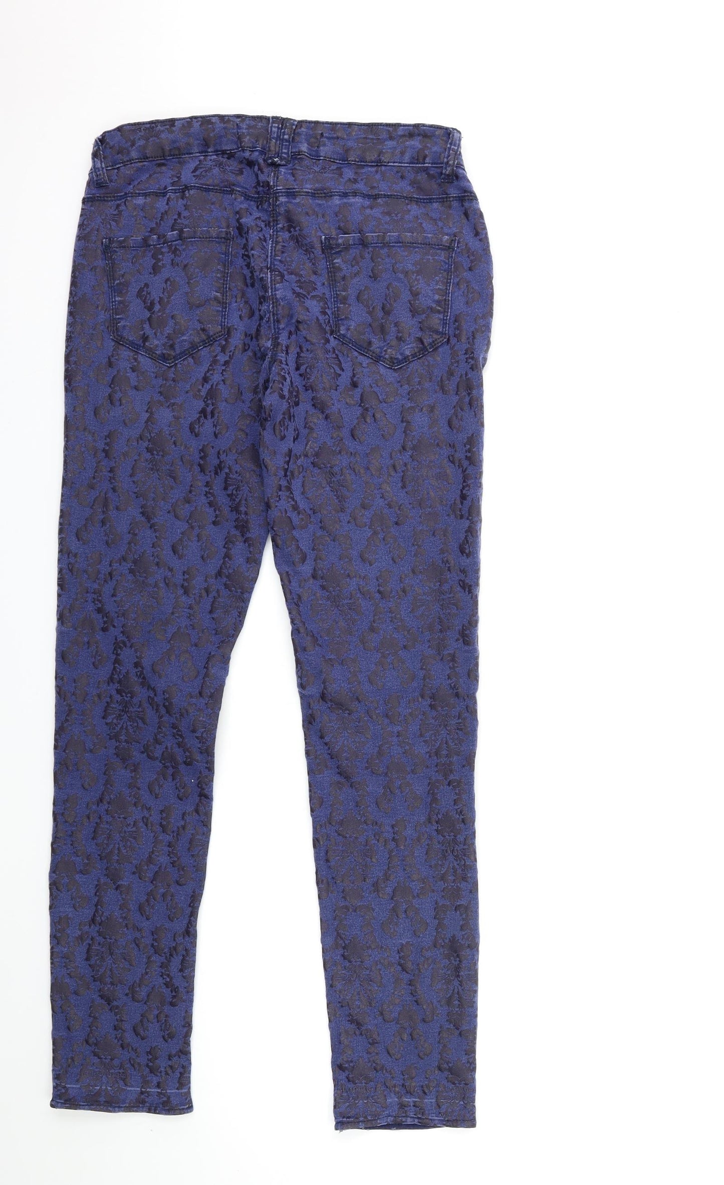 NEXT Womens Blue Floral Denim Skinny Jeans Size 14 L30 in