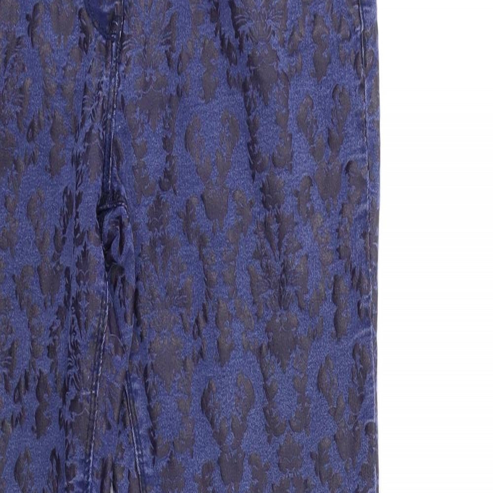 NEXT Womens Blue Floral Denim Skinny Jeans Size 14 L30 in