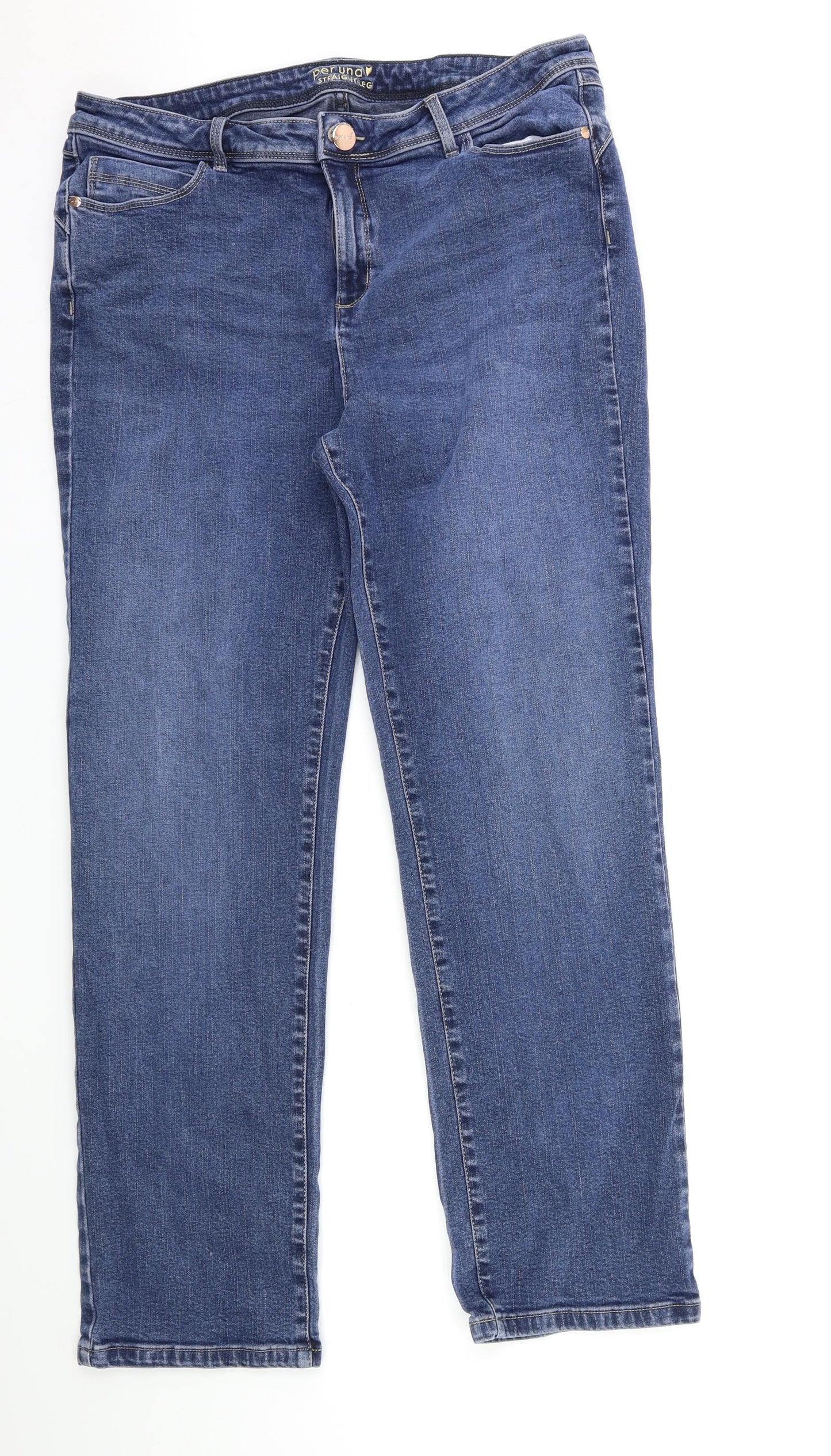Per Una Womens Blue  Denim Straight Jeans Size 18 L30 in