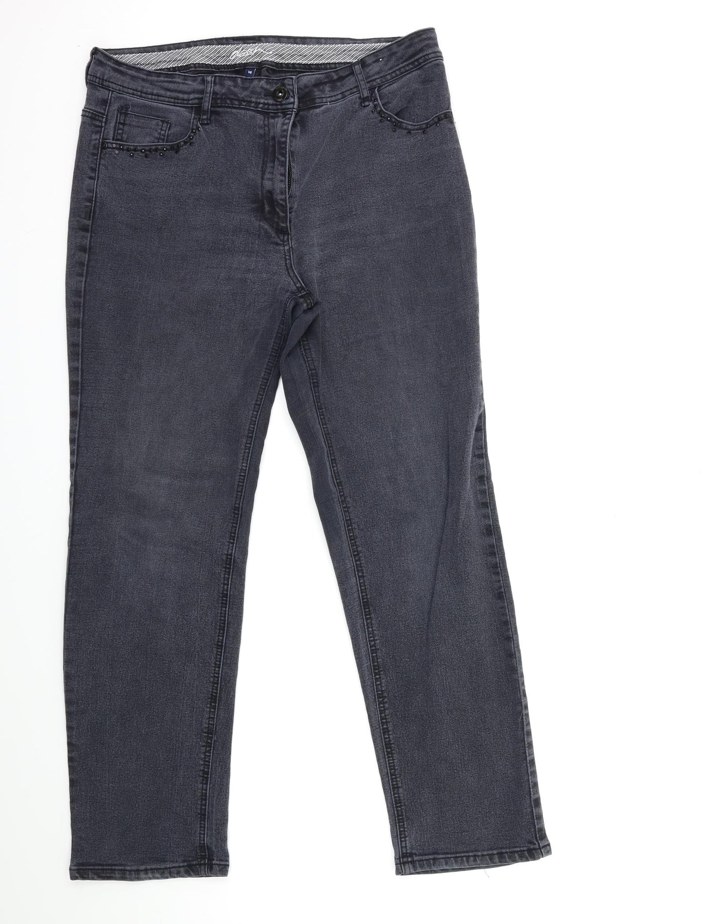 DASH Womens Black  Denim Straight Jeans Size 14 L28 in