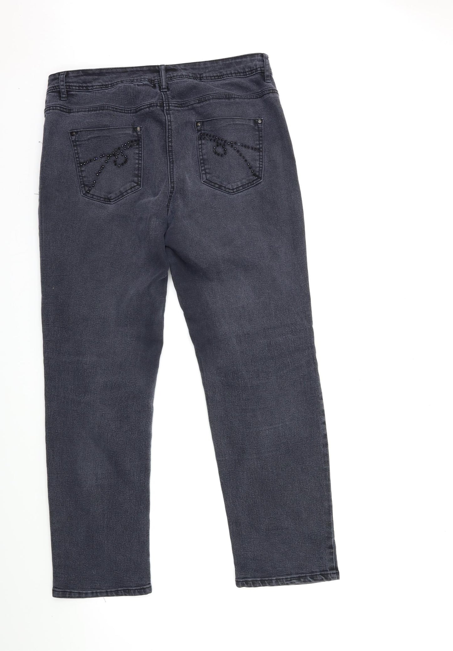 DASH Womens Black  Denim Straight Jeans Size 14 L28 in